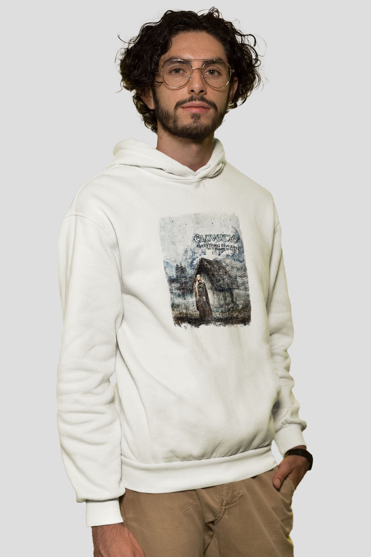 Eluveitie Baskılı Unisex Beyaz Hoodie