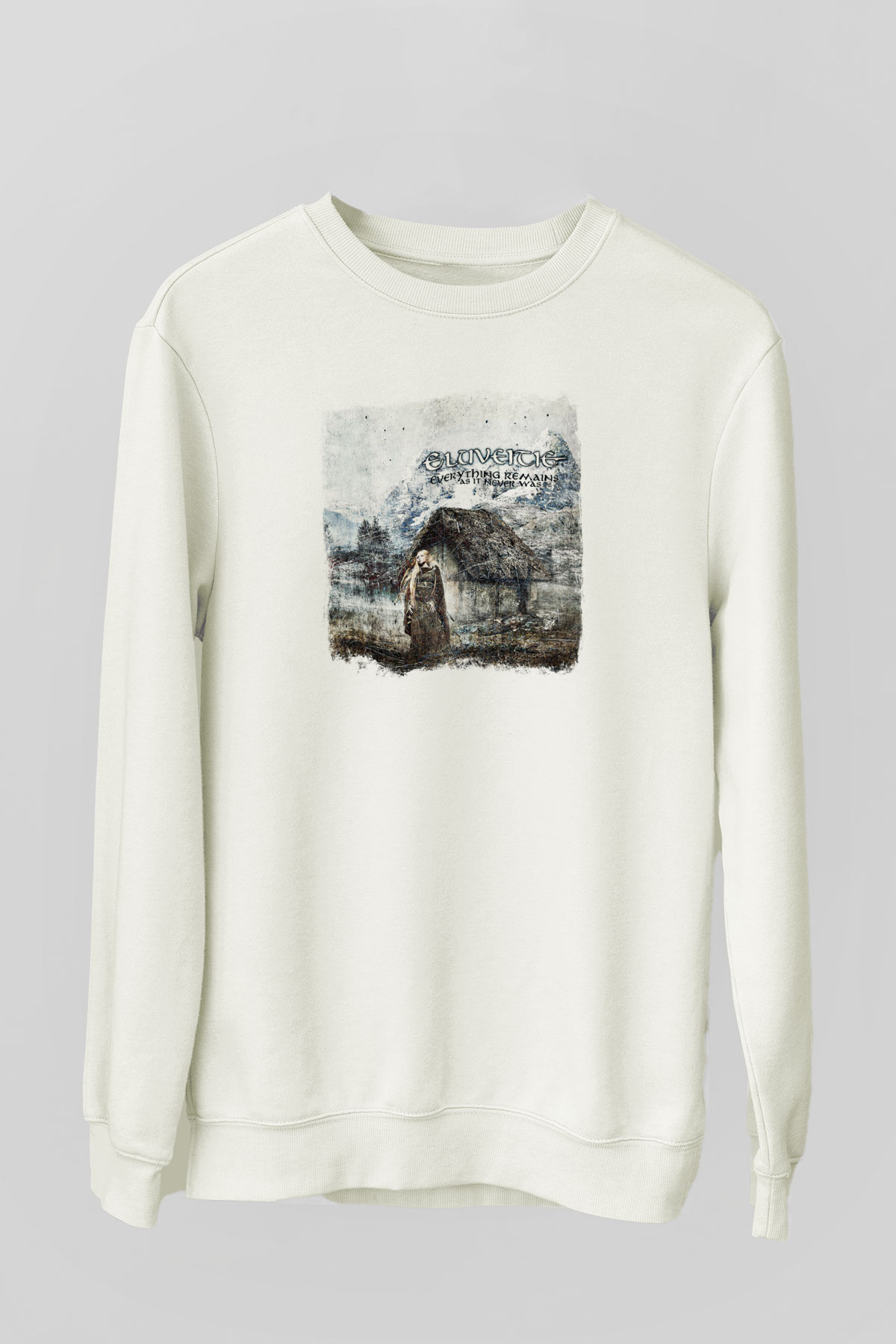 Eluveitie Baskılı Unisex Beyaz Sweatshirt