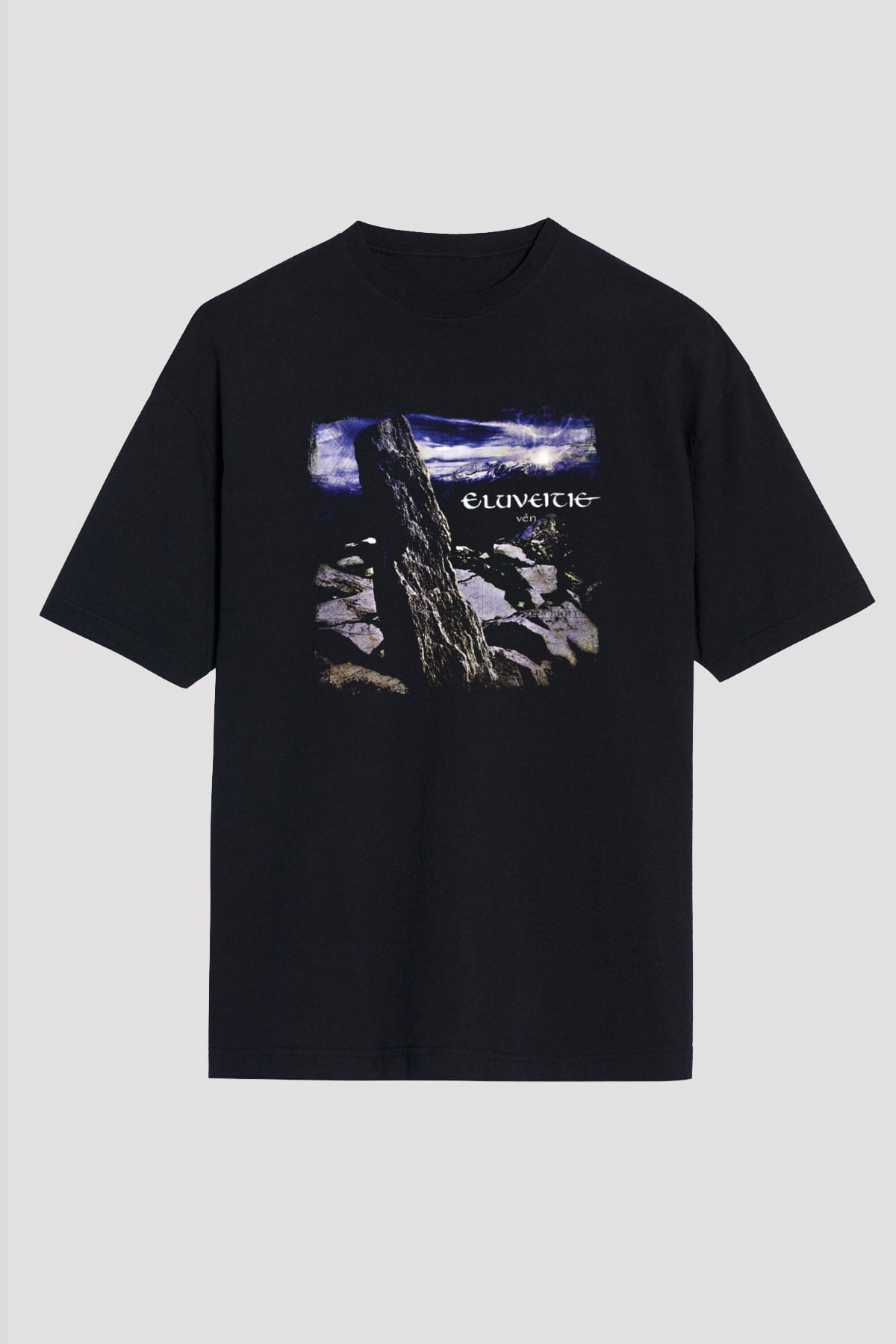 Eluveitie Baskılı Unisex Siyah Oversize Tişört