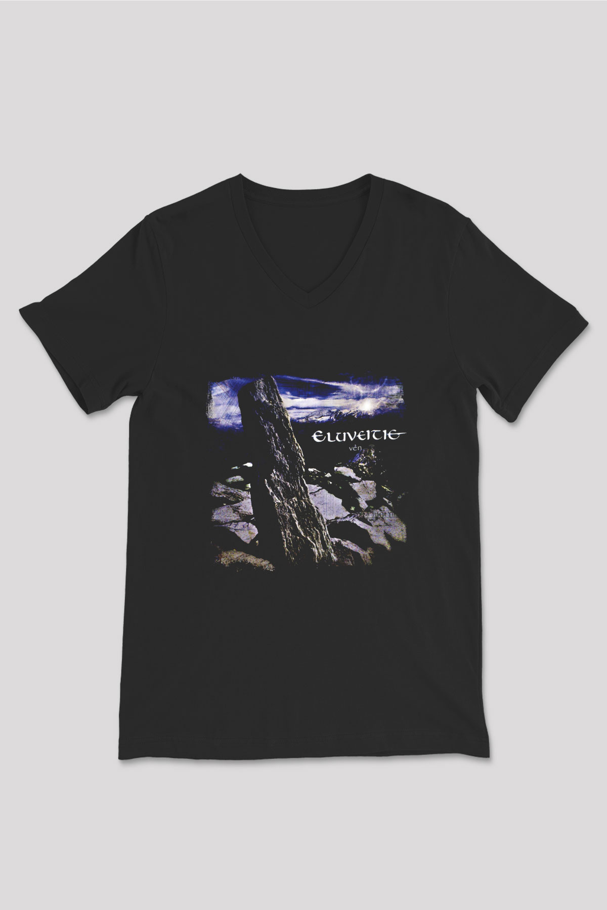 Eluveitie Baskılı Unisex Siyah V Yaka Tişört