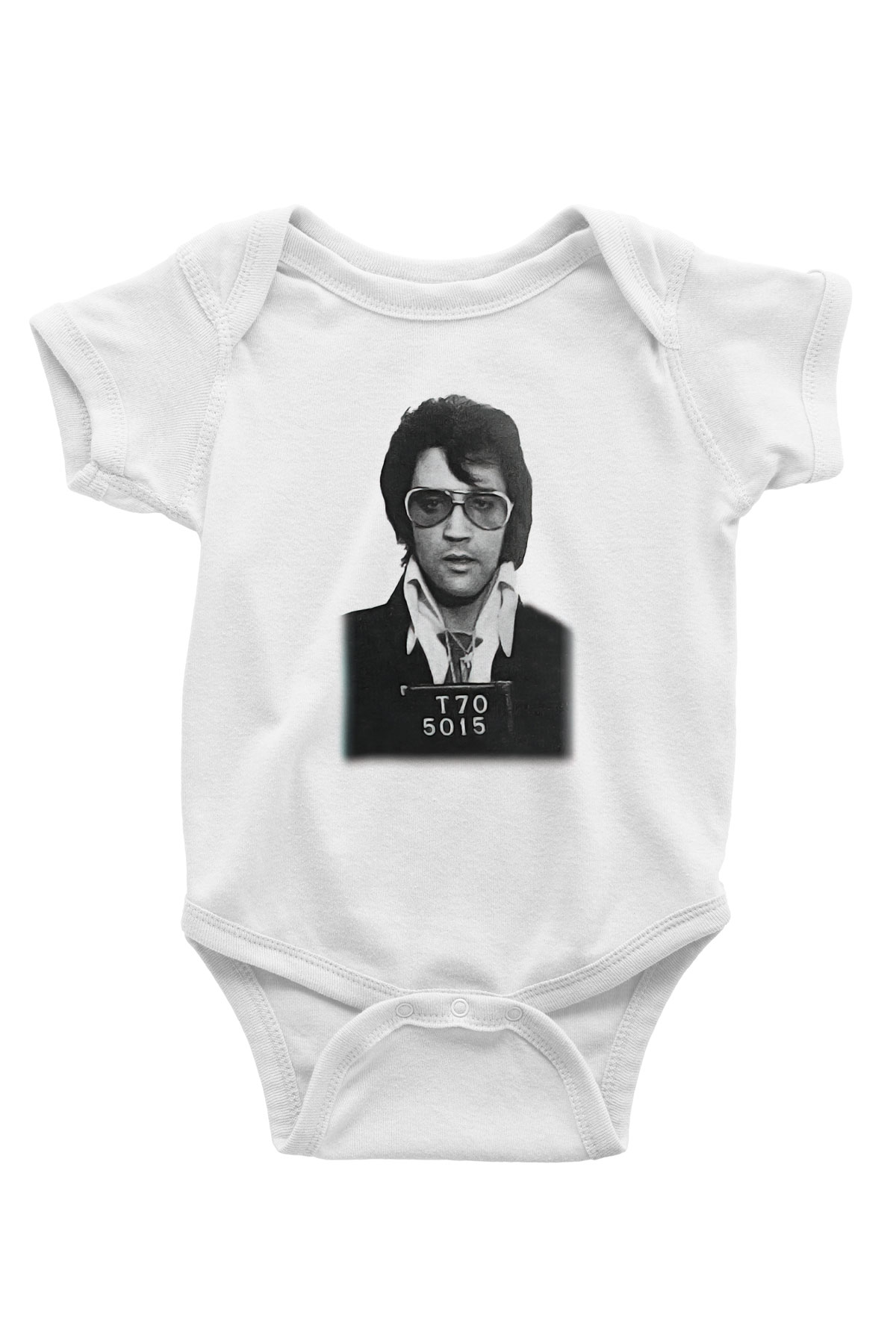 Elvis Presley Baskılı Beyaz Unisex Bebek Body - Zıbın