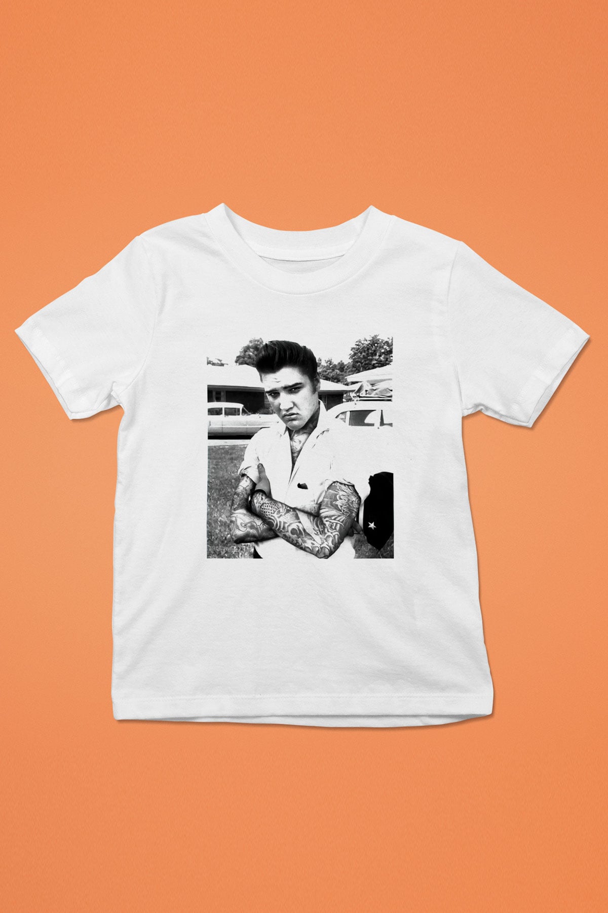 Elvis Presley Baskılı Beyaz Unisex Çocuk Tişört