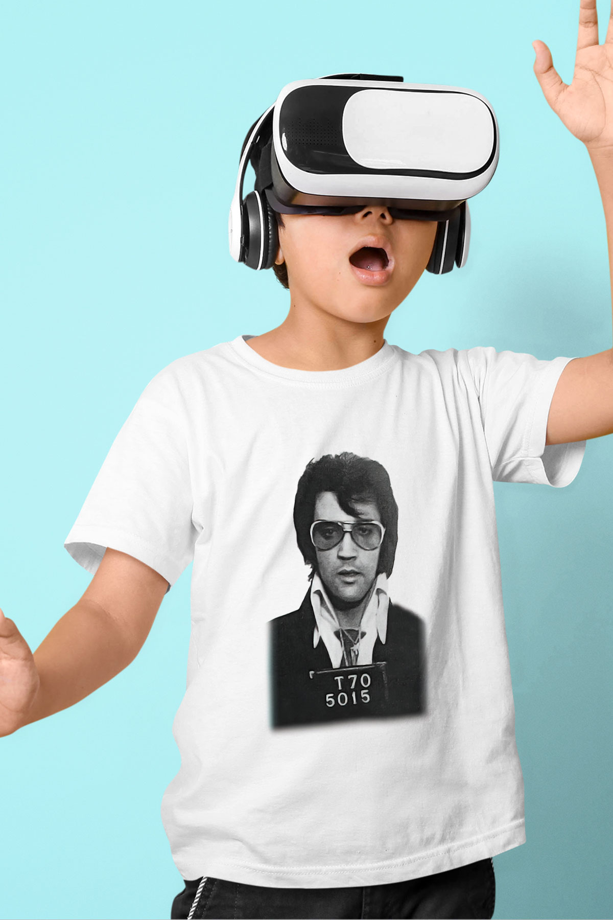 Elvis Presley Baskılı Beyaz Unisex Çocuk Tişört