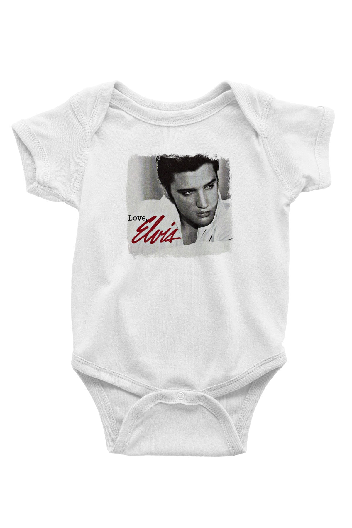 Elvis Presley Baskılı Unisex Beyaz Bebek Body - Zıbın