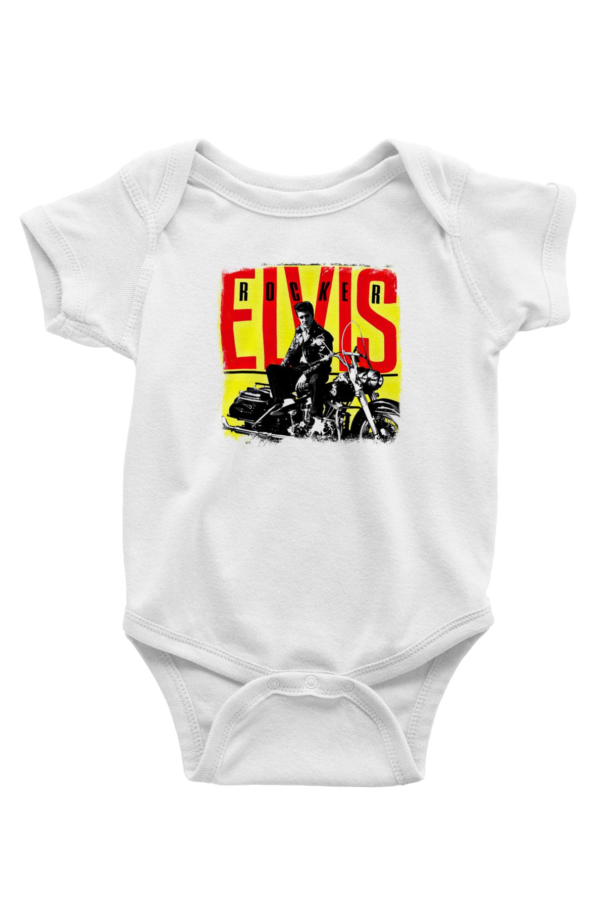 Elvis Presley Baskılı Unisex Beyaz Bebek Body - Zıbın