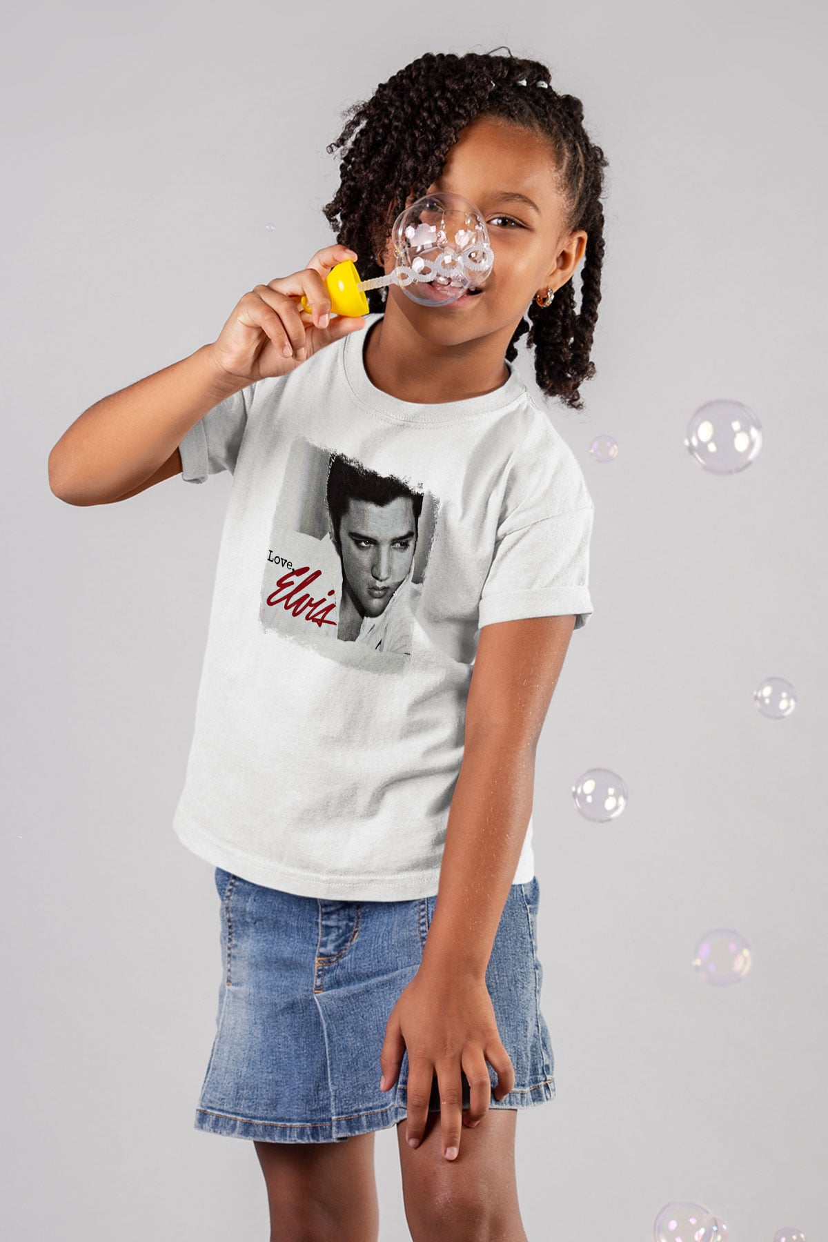Elvis Presley Baskılı Unisex Beyaz Çocuk Tişört