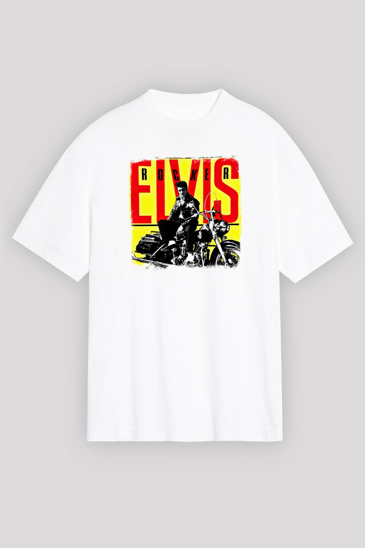 Elvis Presley Baskılı Unisex Beyaz Oversize Tişört