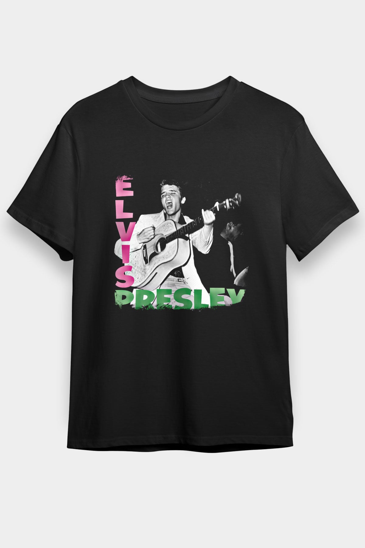 Elvis Presley Baskılı Unisex Siyah Tişört