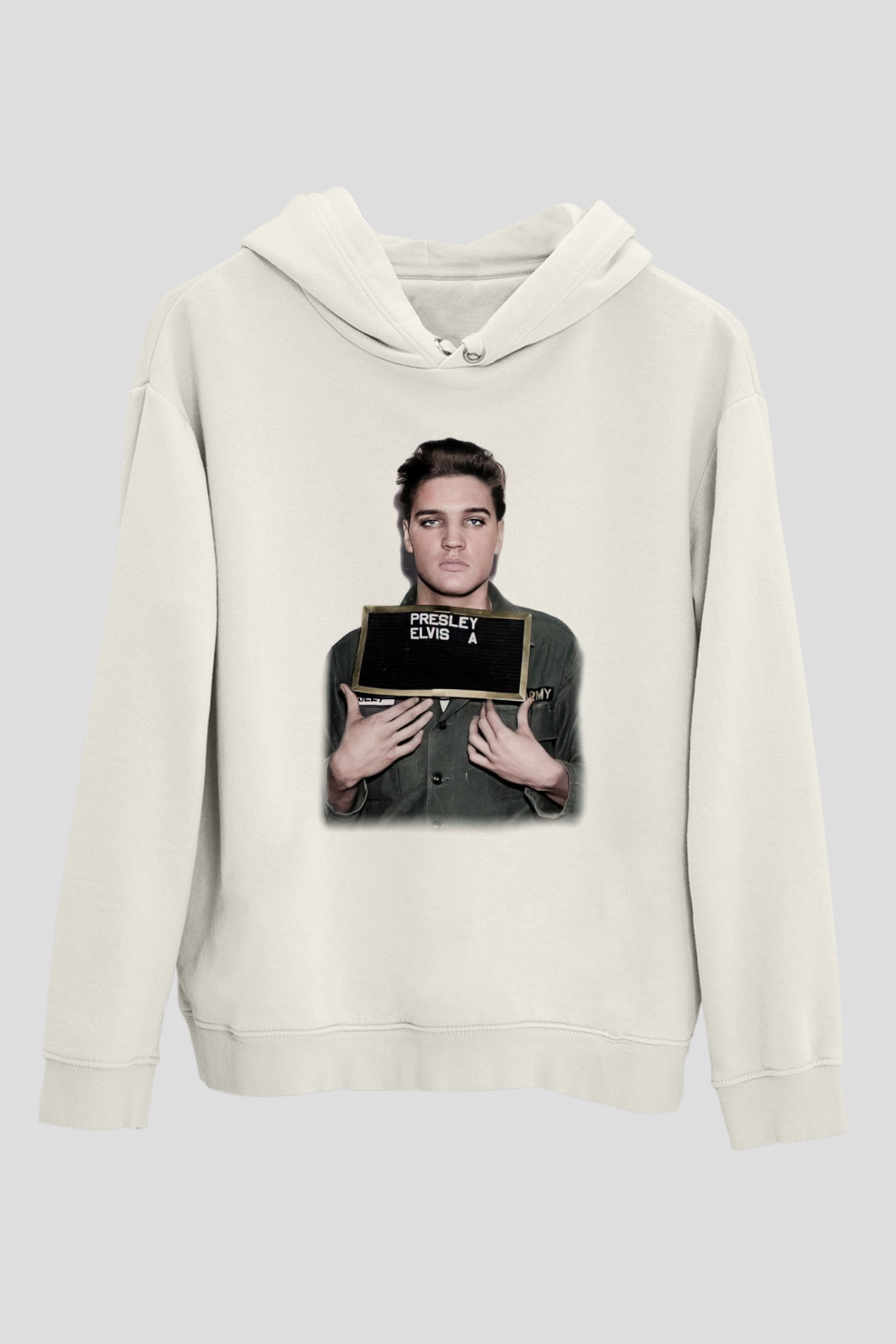 Elvis Presley Beyaz Unisex Kapşonlu Sweatshirt