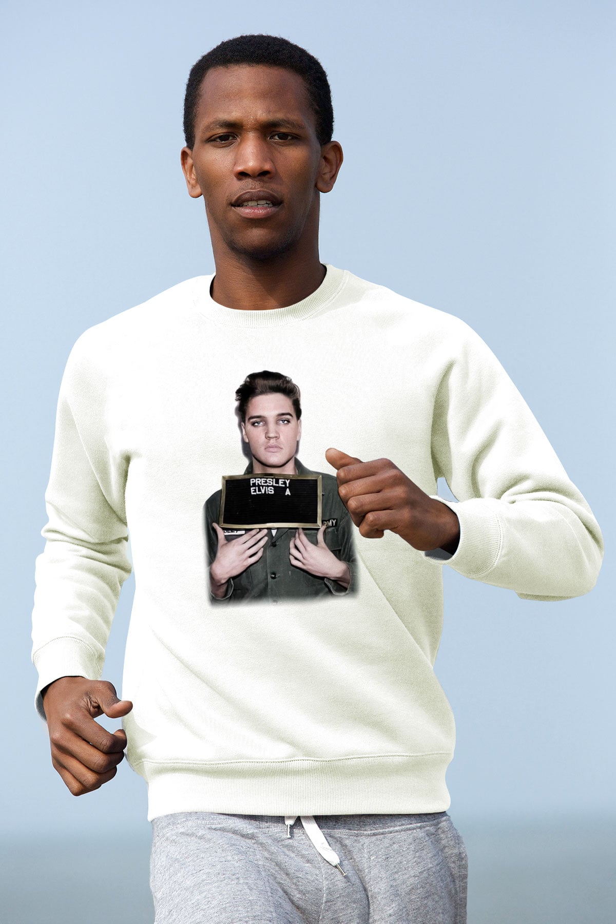 Elvis Presley Beyaz Unisex Sweatshirt