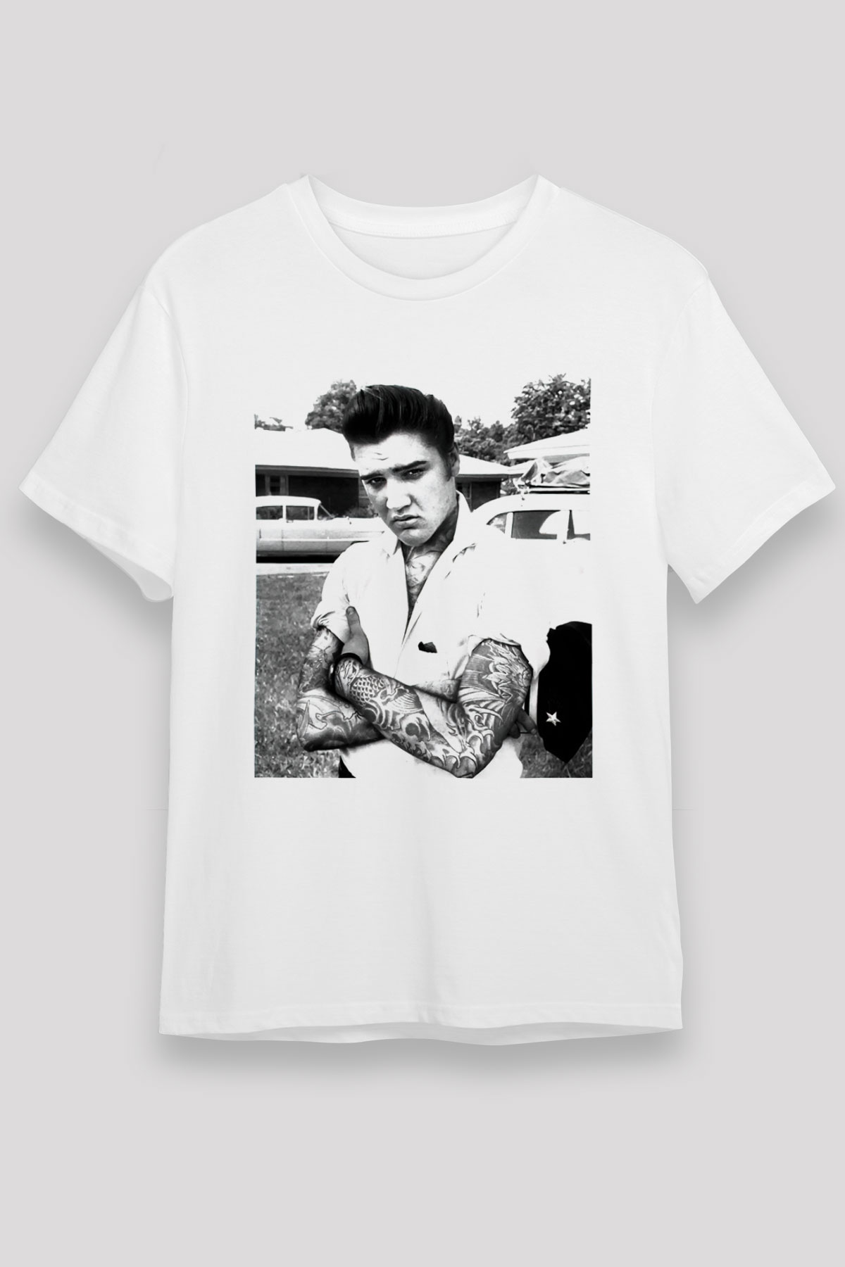 Elvis Presley Beyaz Unisex Tişört T-Shirt - TişörtFabrikası