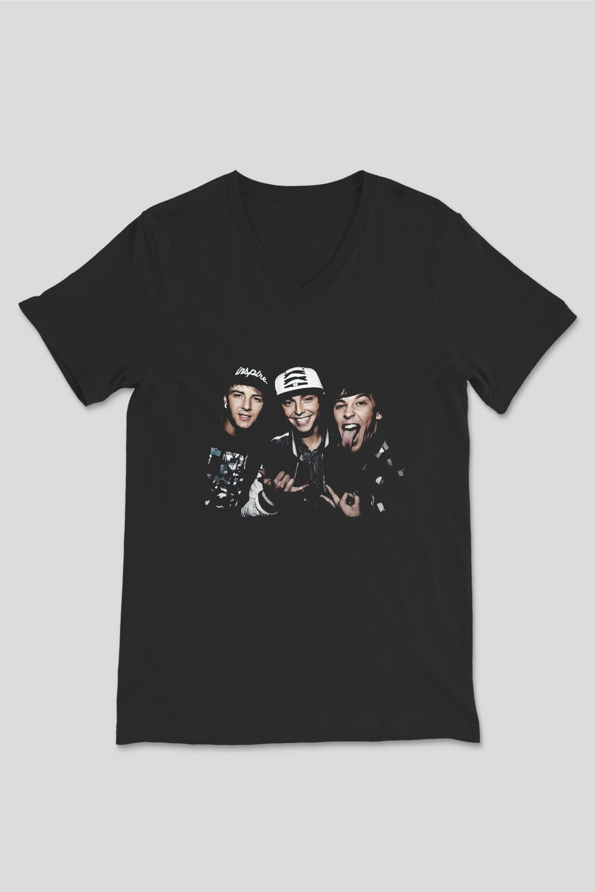 Emblem3 Siyah Unisex V Yaka Tişört