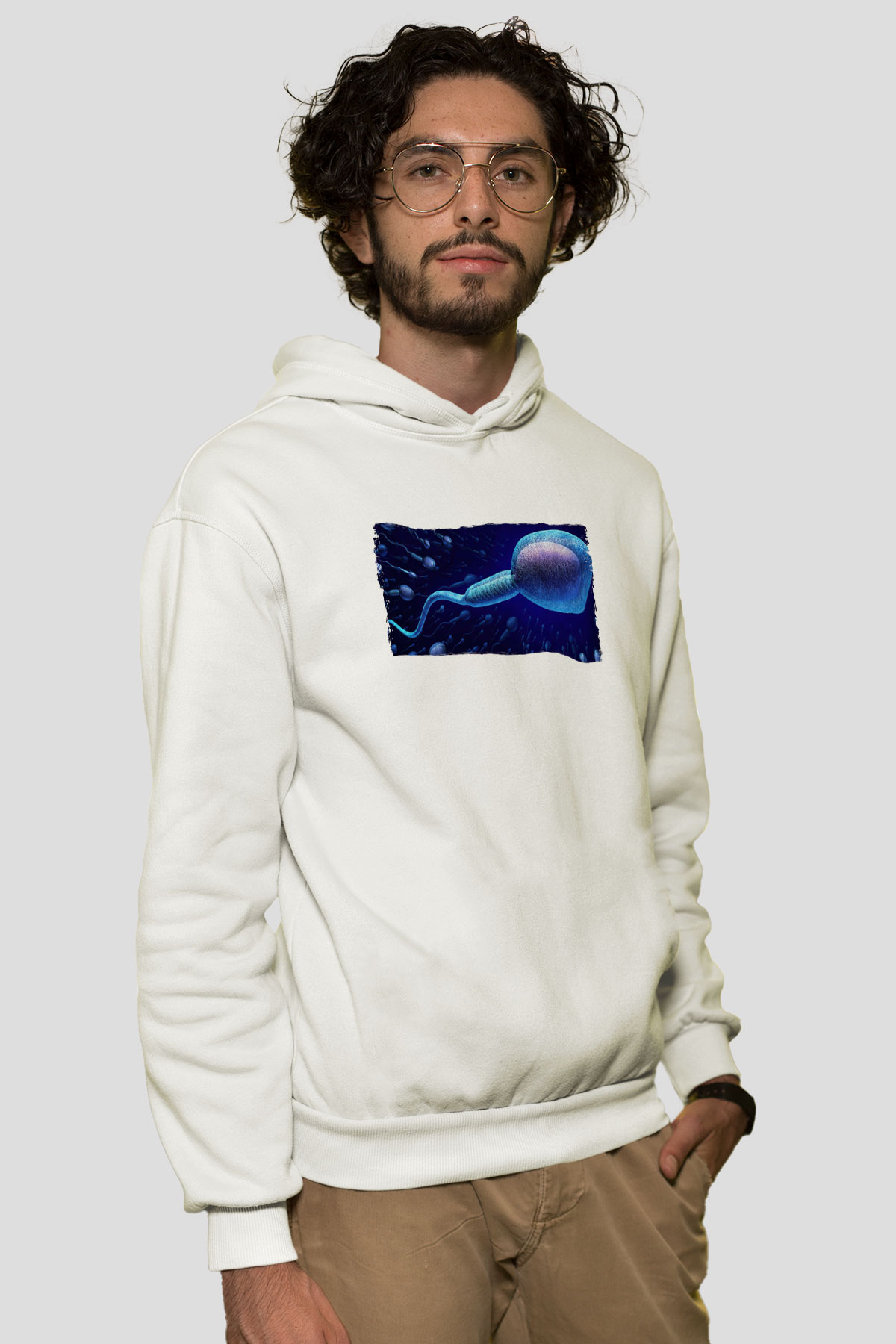 Embriyolog Beyaz Unisex Kapüşonlu Sweatshirt