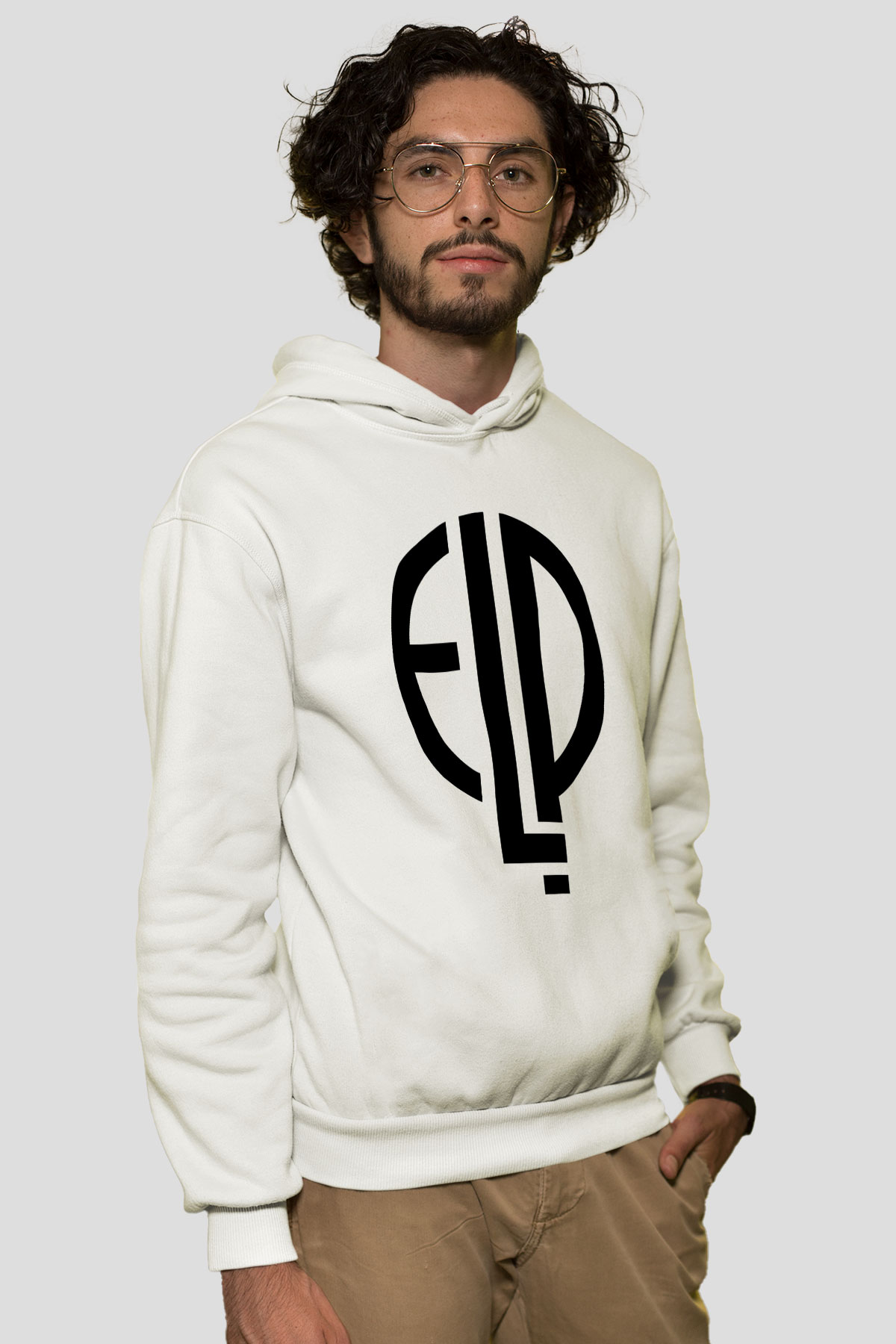 Emerson, Lake and Palmer Beyaz Unisex Kapşonlu Sweatshirt