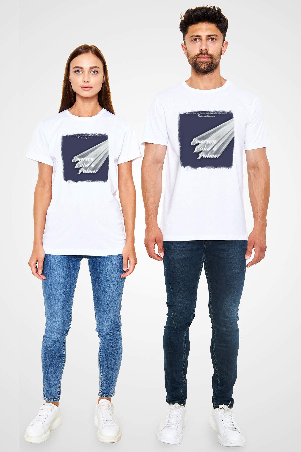 Emerson,Lake and Palmer Baskılı Unisex Beyaz Tişört