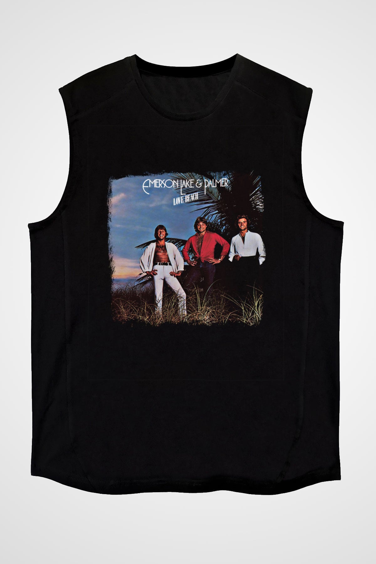 Emerson,Lake and Palmer Baskılı Unisex Siyah Kolsuz Tişört