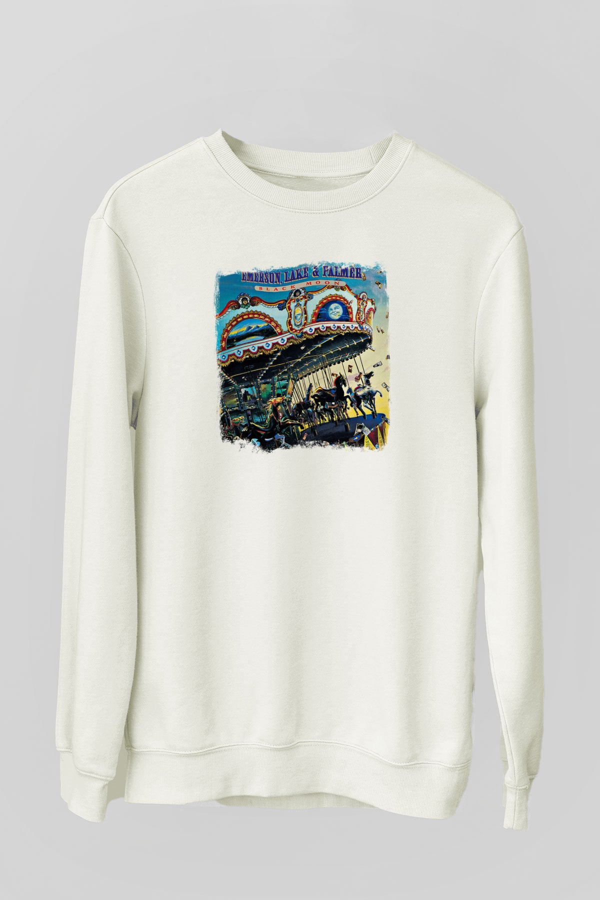 Emerson,Lake and Palmer Baskılı Unisex Beyaz Sweatshirt