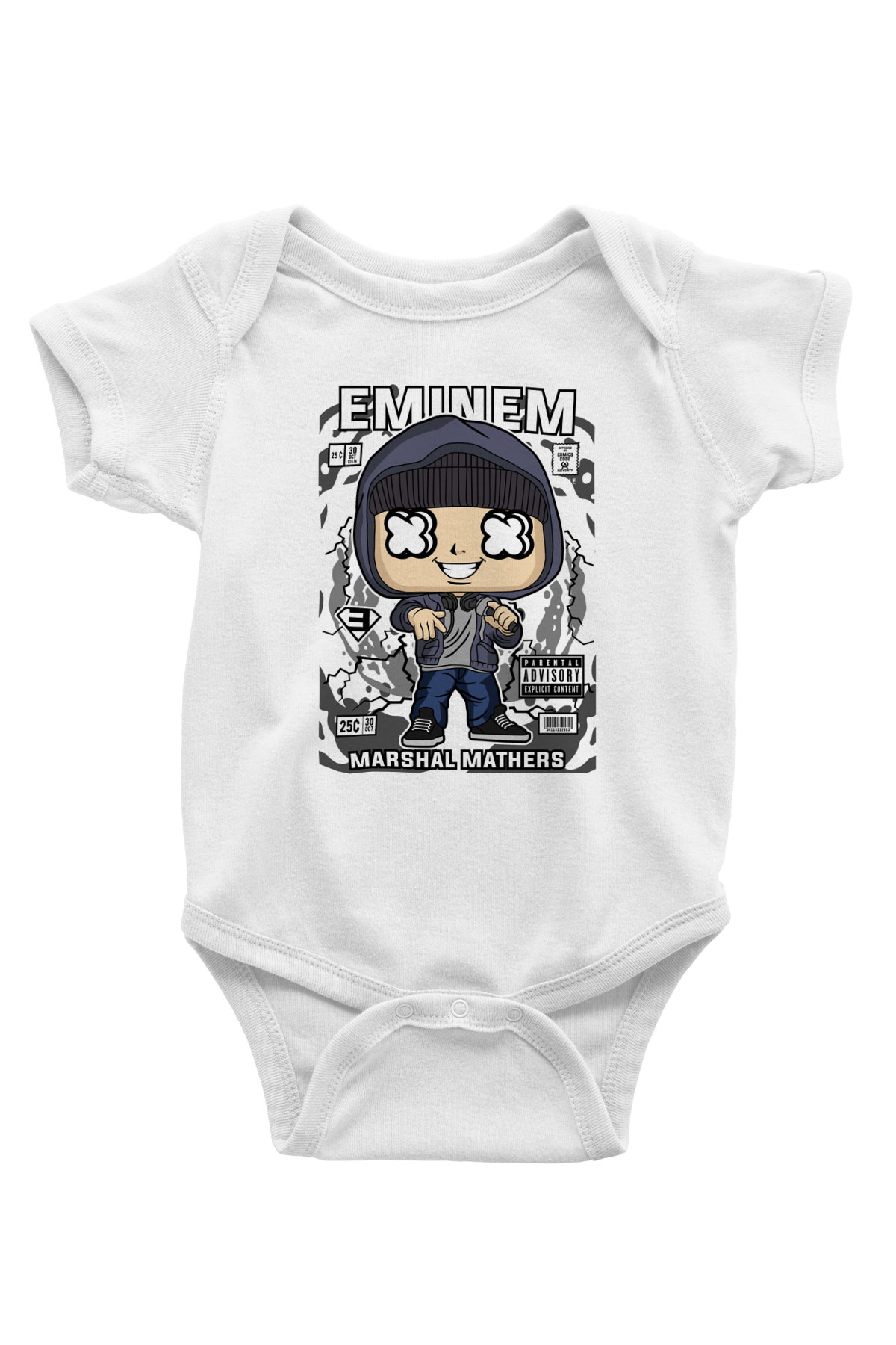 Eminem 8 Mile Baskılı Unisex Beyaz Bebek Body - Zıbın