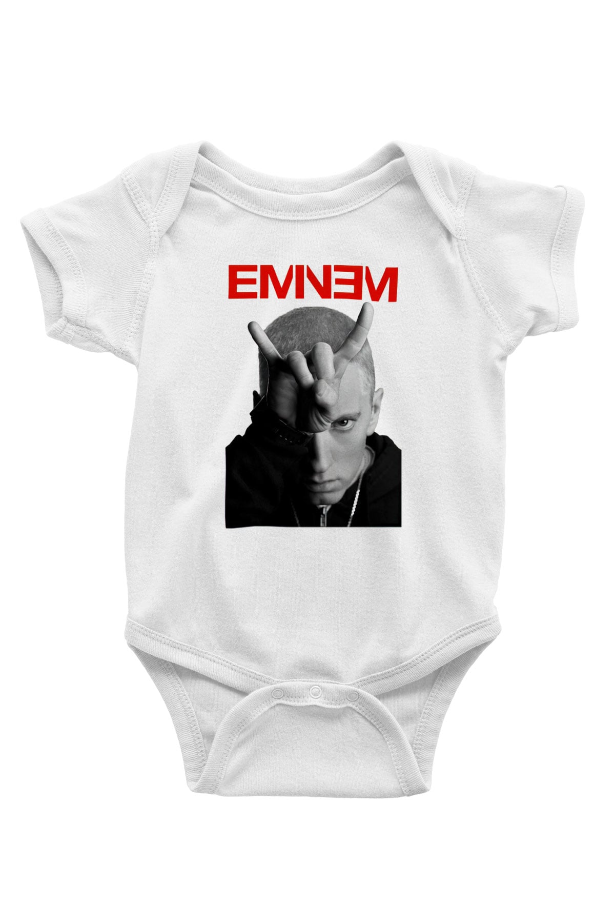 Eminem Baskılı Beyaz Unisex Bebek Body - Zıbın