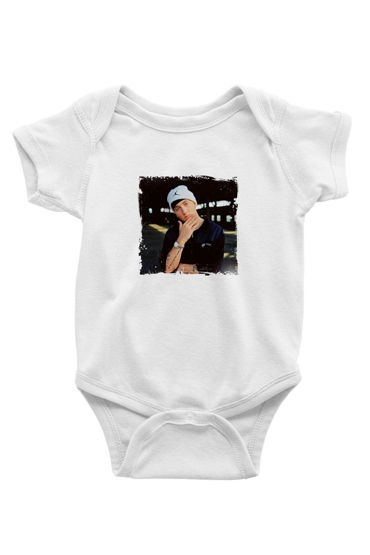 Eminem Baskılı Unisex Beyaz Bebek Body - Zıbın