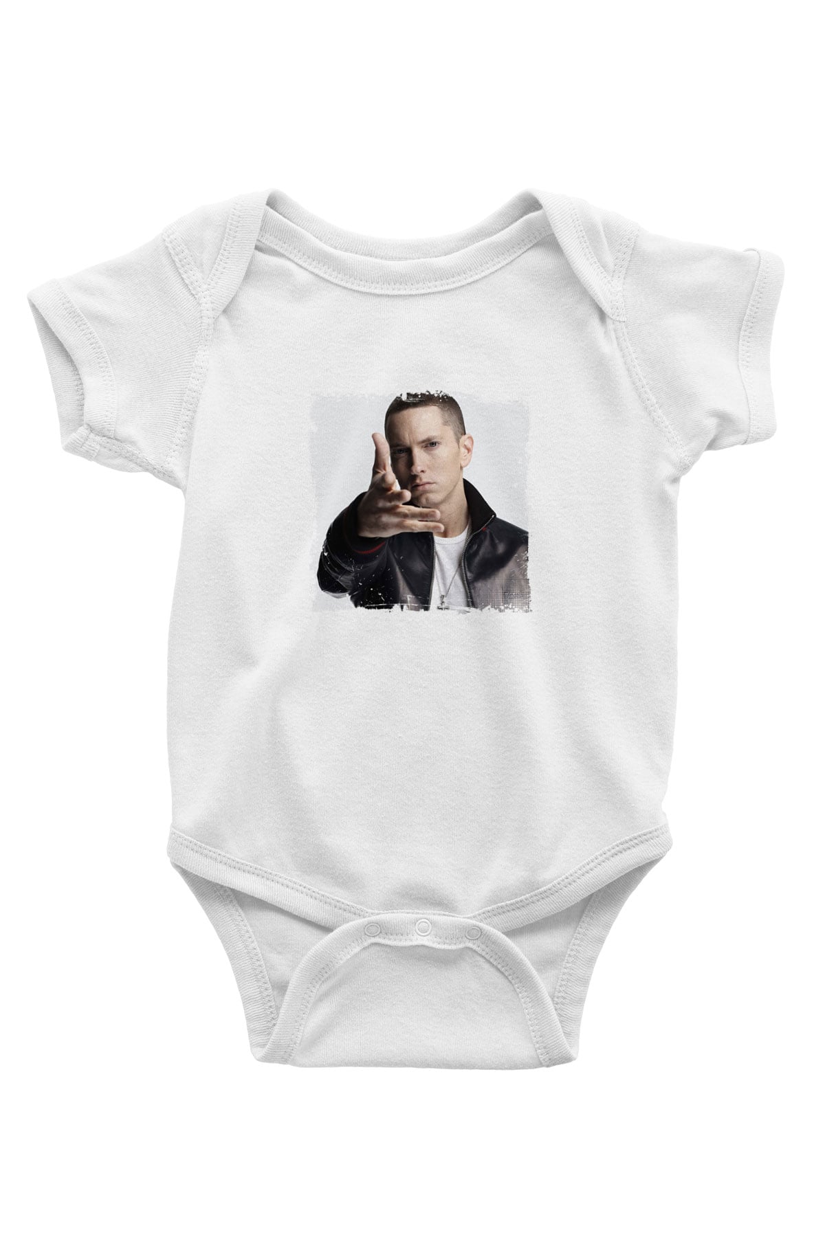 Eminem Baskılı Unisex Beyaz Bebek Body - Zıbın