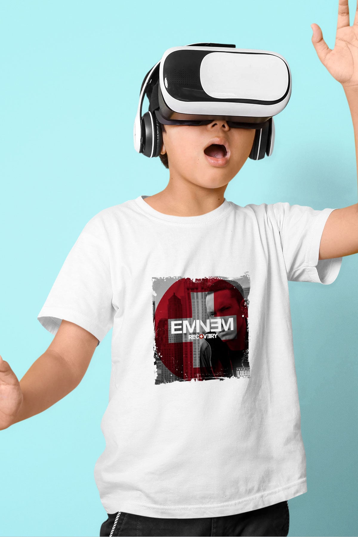 Eminem Baskılı Unisex Beyaz Çocuk Tişört