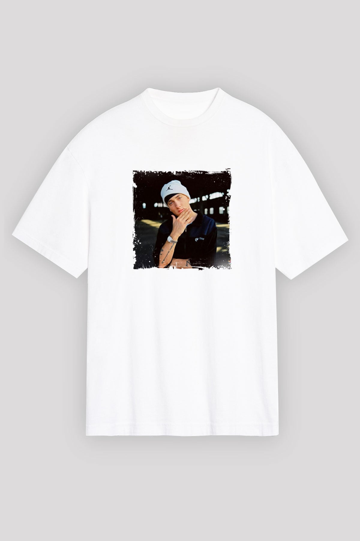 Eminem Baskılı Unisex Beyaz Tişört