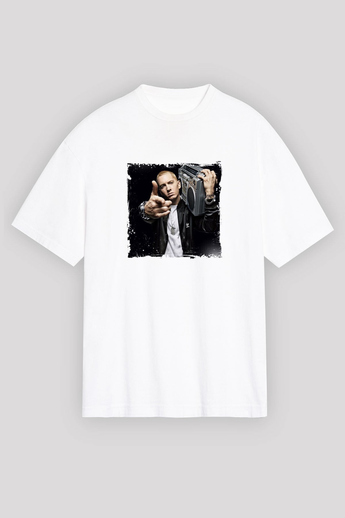 Eminem Baskılı Unisex Beyaz Tişört