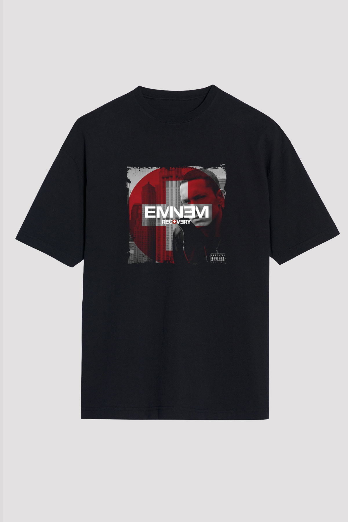 Eminem Baskılı Unisex Oversize Siyah Tişört