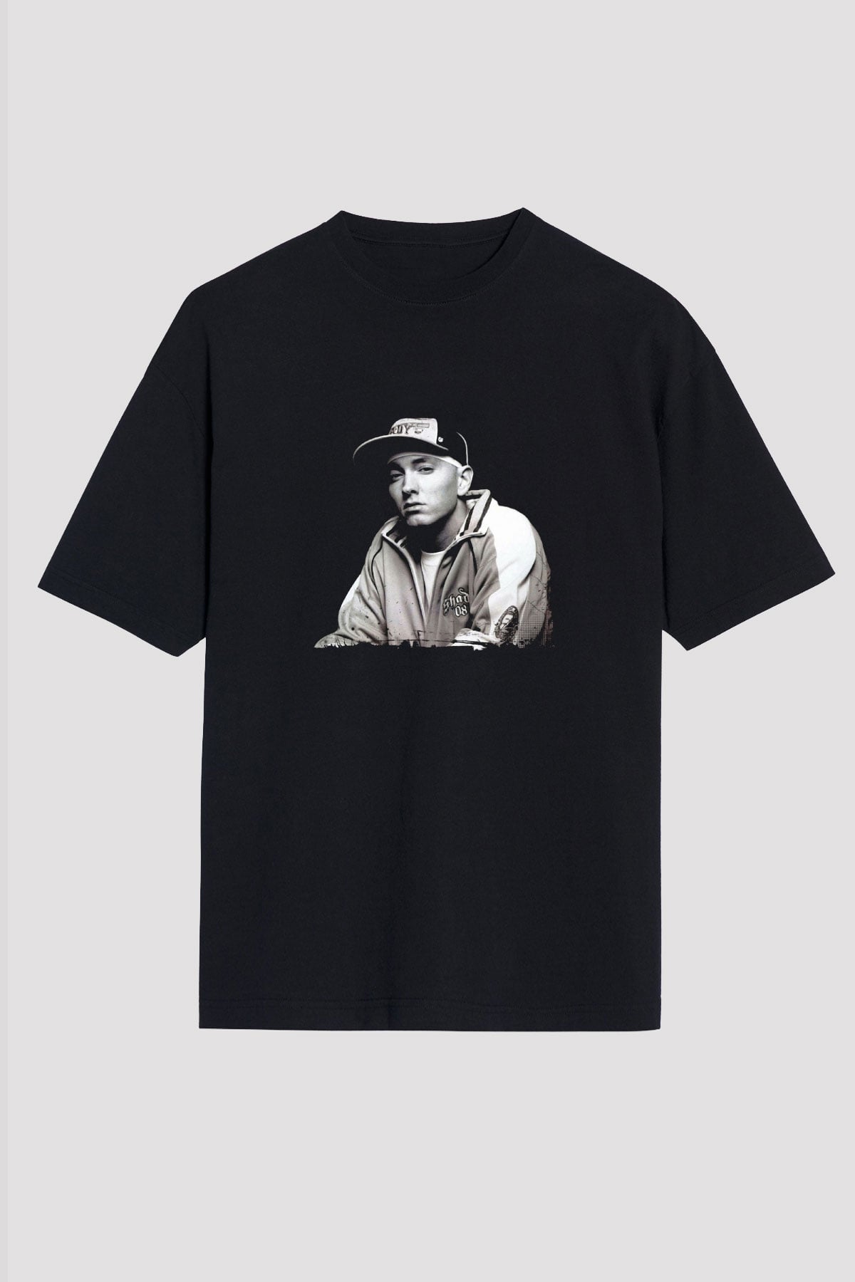 Eminem Baskılı Unisex Oversize Siyah Tişört