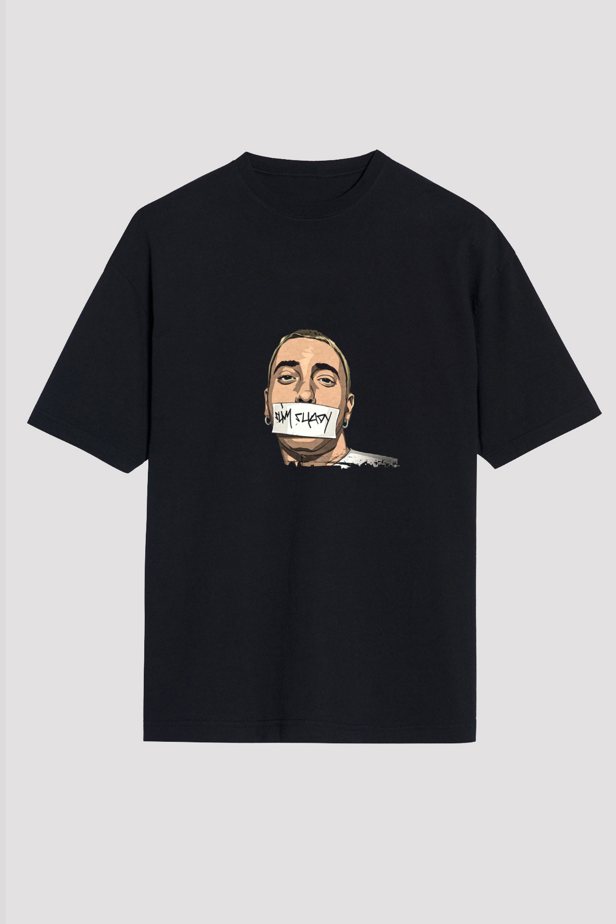 Eminem Baskılı Unisex Oversize Siyah Tişört