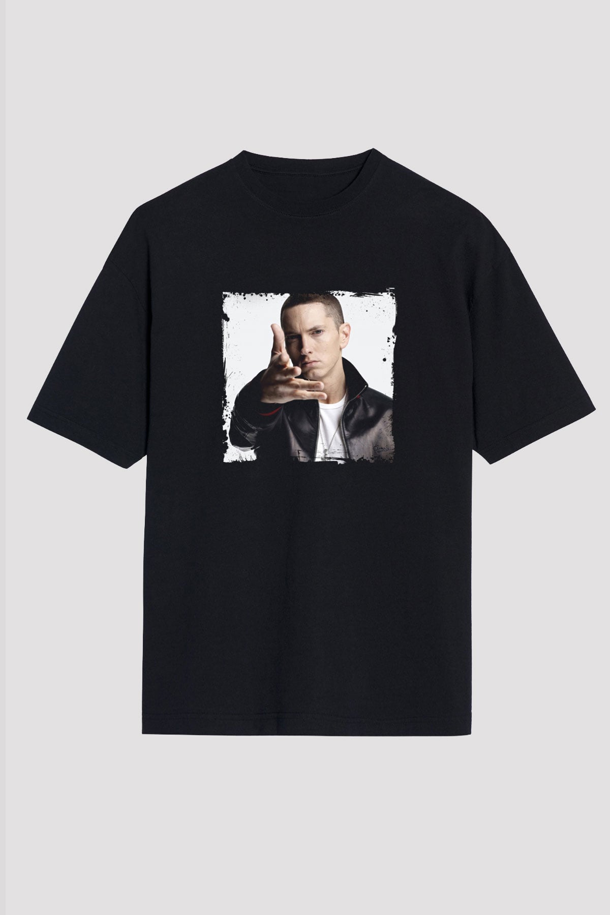 Eminem Baskılı Unisex Oversize Siyah Tişört