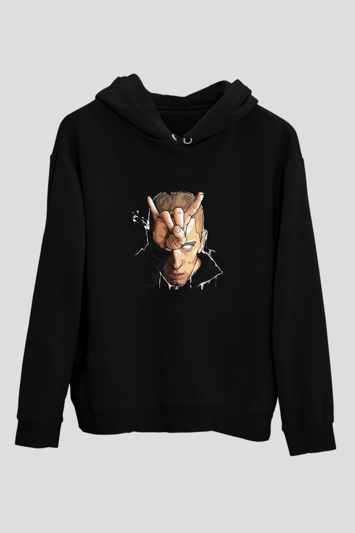 Eminem Baskılı Unisex Siyah Hoodie