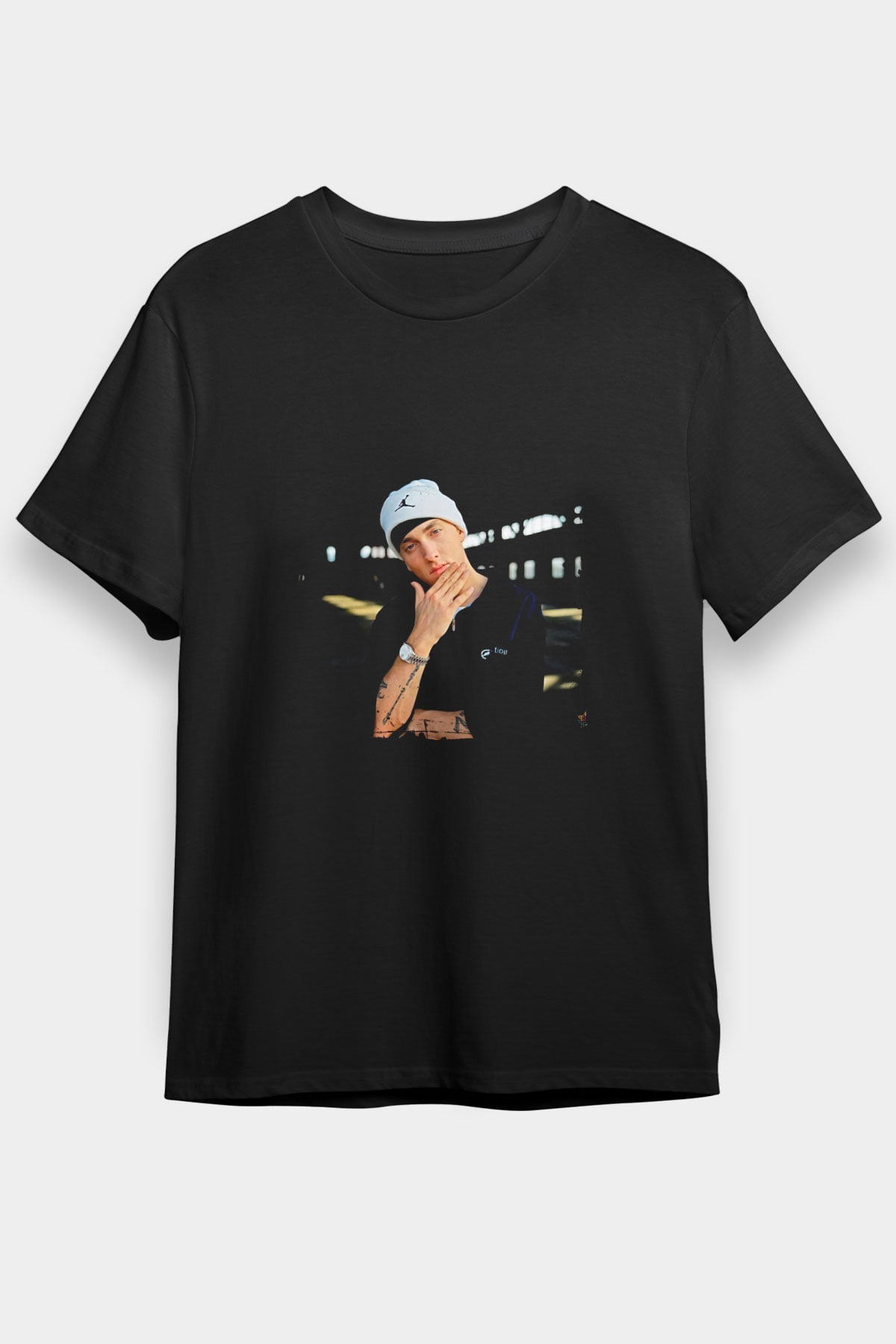 Eminem Baskılı Unisex Siyah Tişört