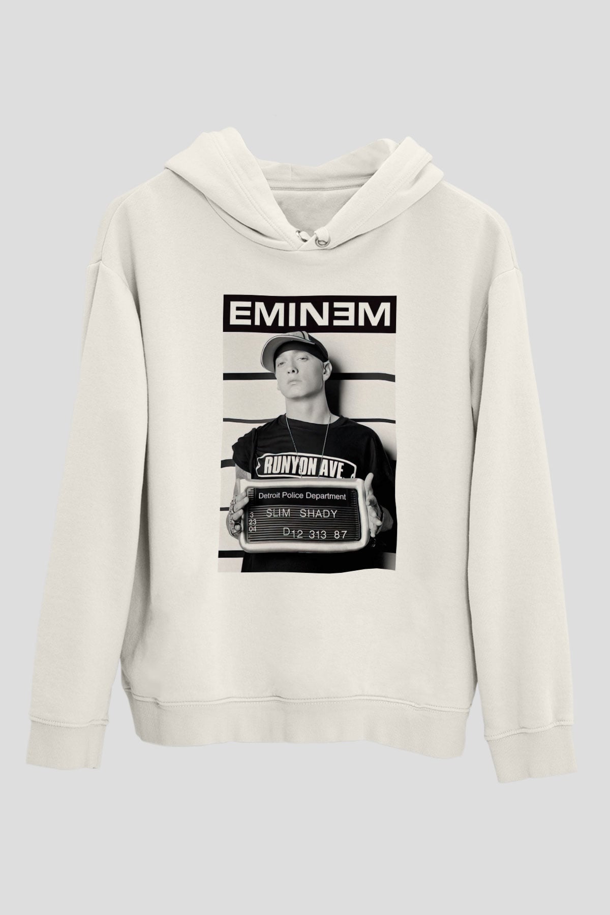 Eminem Beyaz Unisex Kapşonlu Sweatshirt