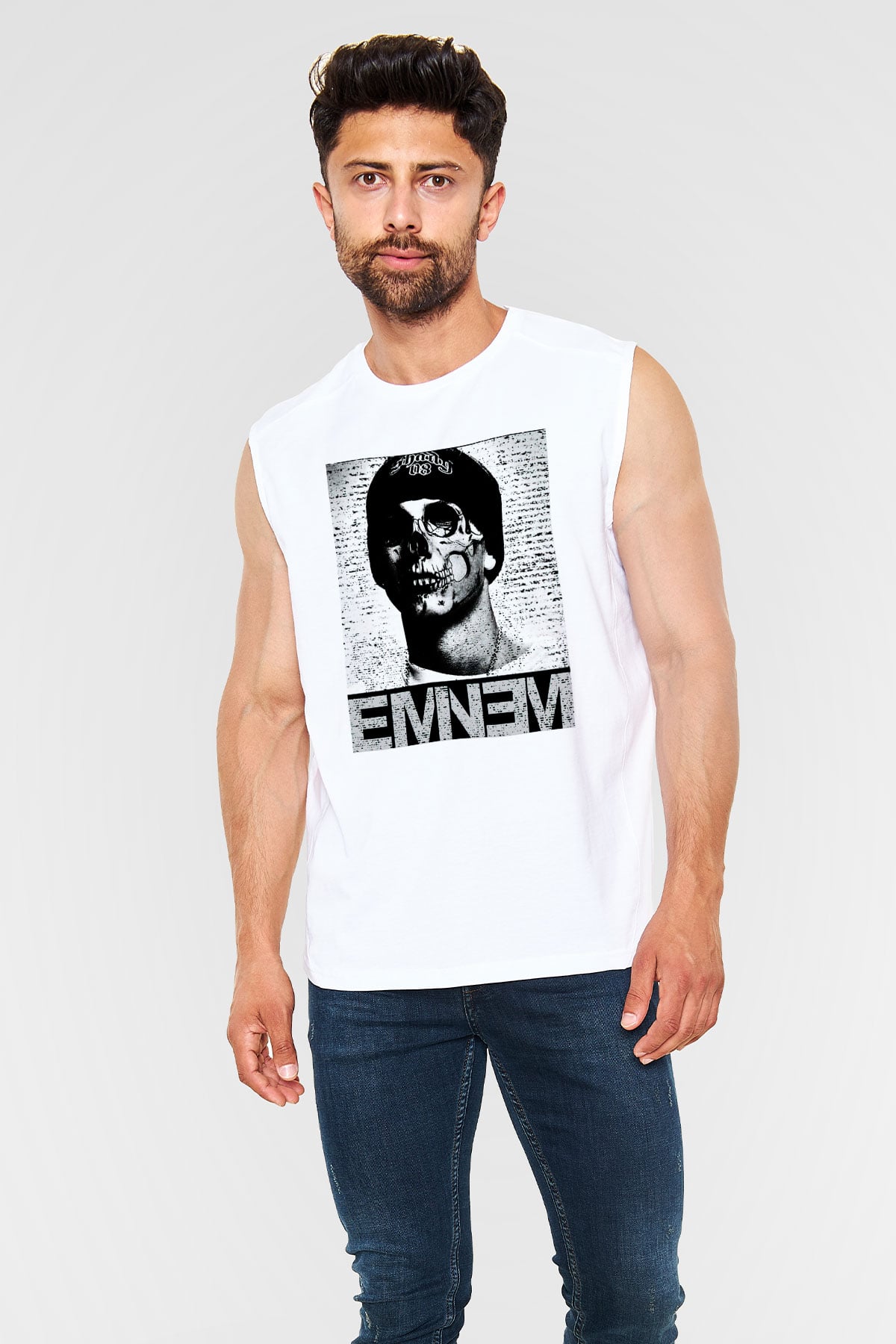 Eminem Beyaz Unisex Kolsuz Tişört
