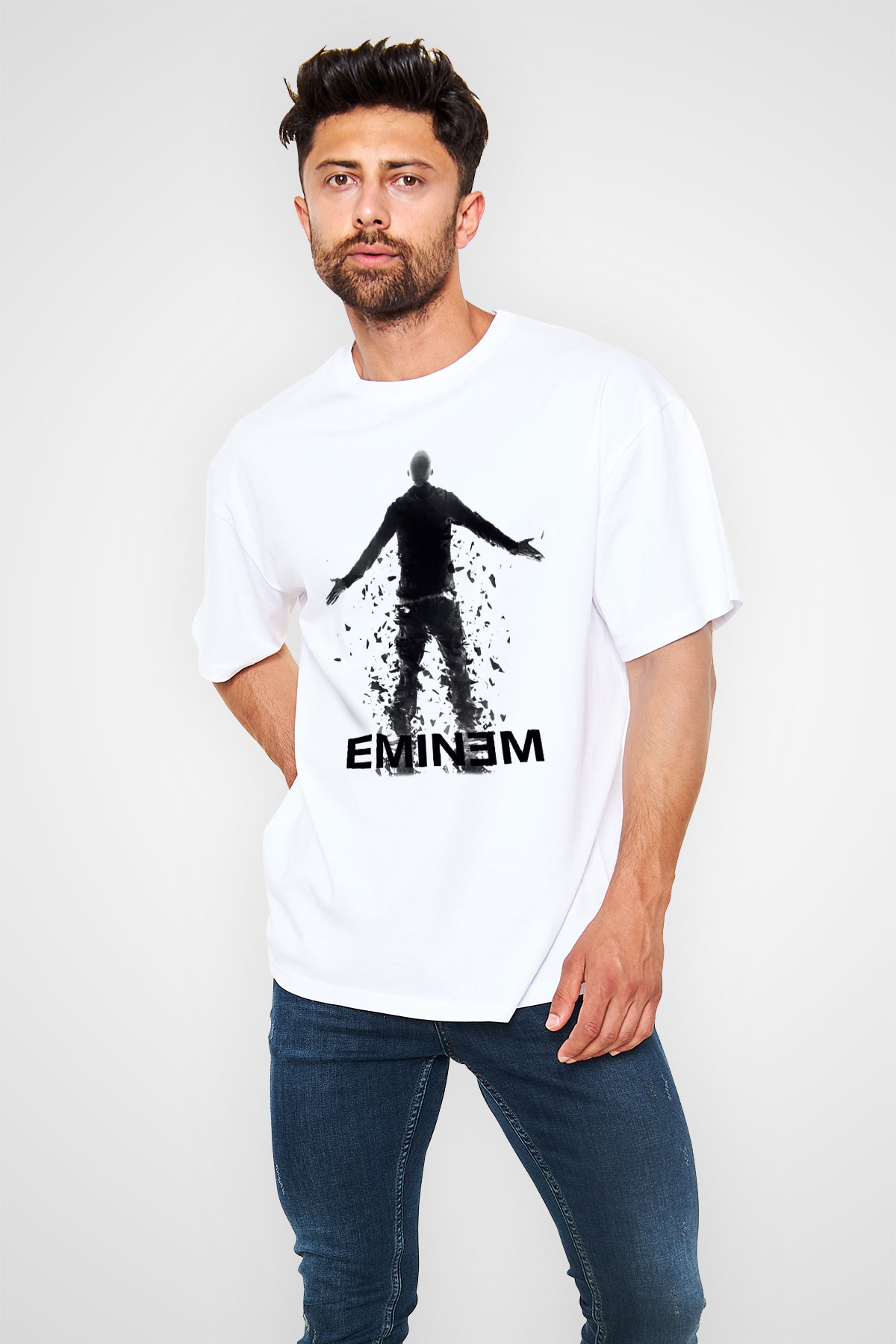 Eminem Beyaz Unisex Oversize Tişört T-Shirt