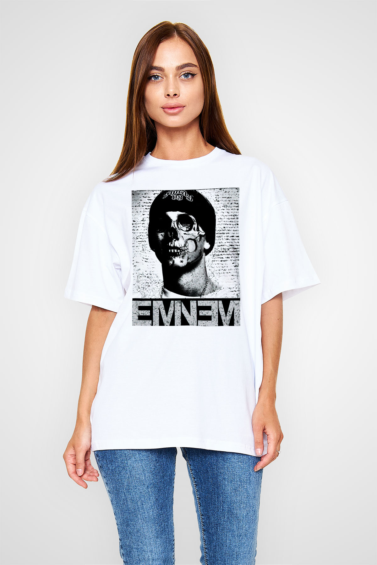 Eminem Beyaz Unisex Oversize Tişört T-Shirt
