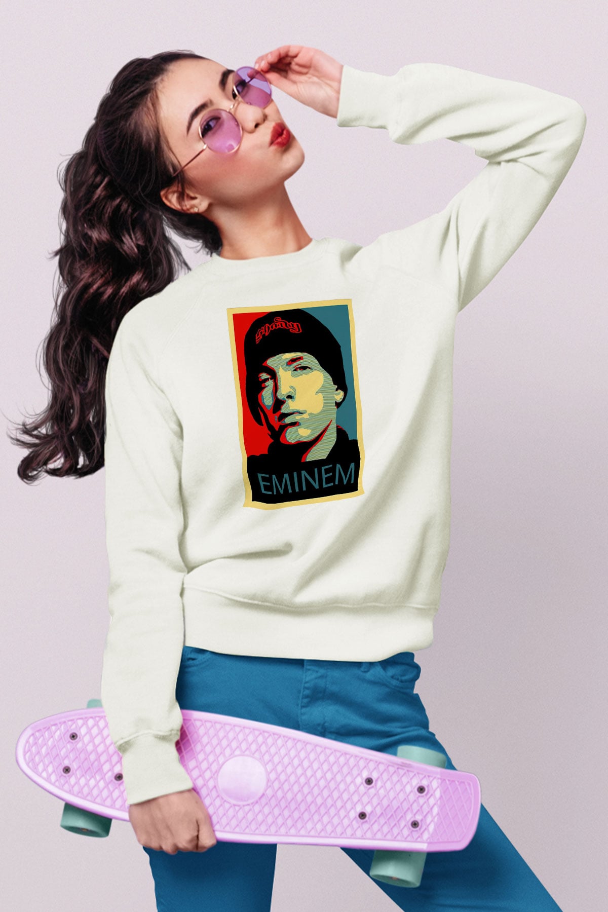Eminem Beyaz Unisex Sweatshirt