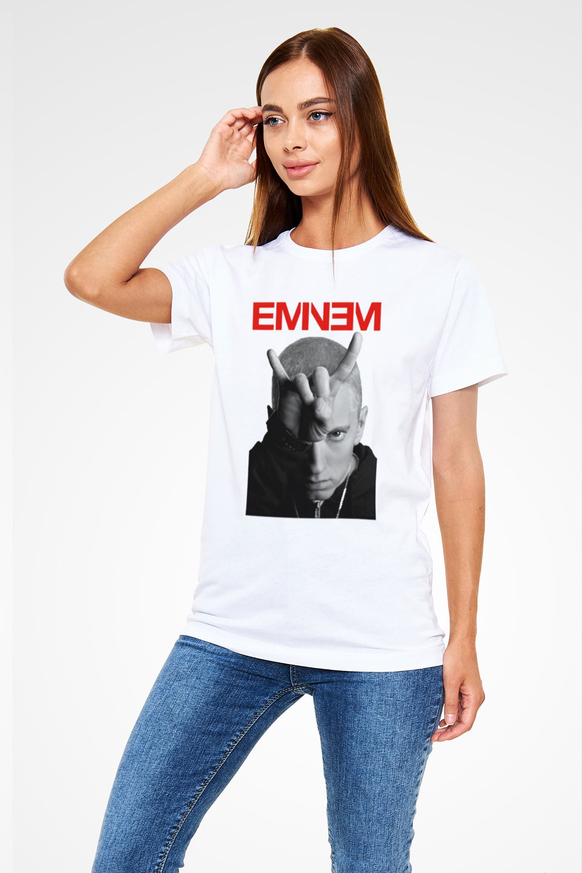 Eminem Beyaz Unisex Tişört T-Shirt - TişörtFabrikası