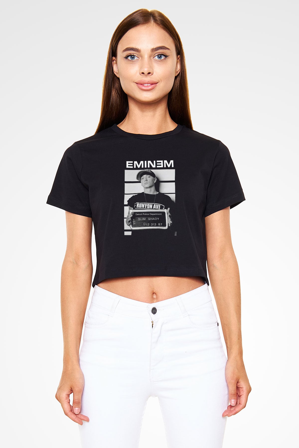 Eminem Siyah Crop Top Tişört