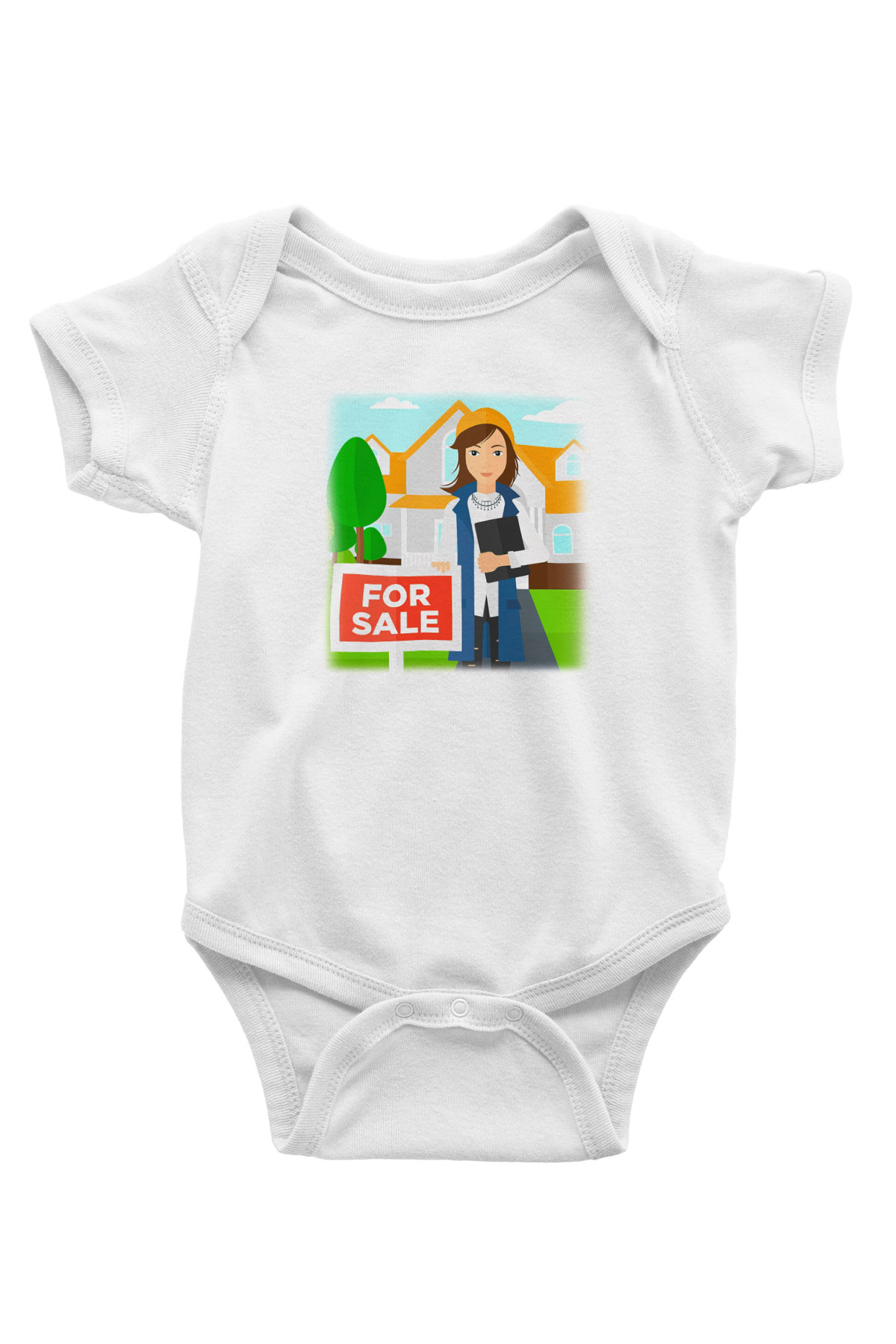 Emlakçı Baskılı Beyaz Unisex Bebek Body - Zıbın