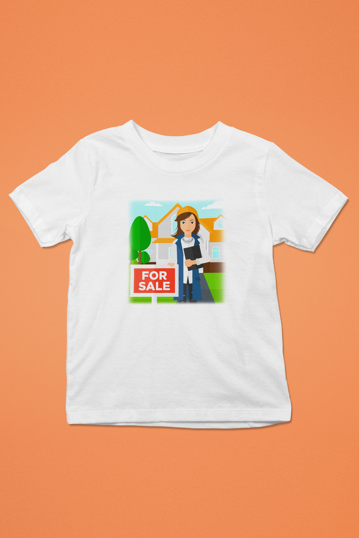 Emlakçı Baskılı Beyaz Unisex Çocuk Tişört