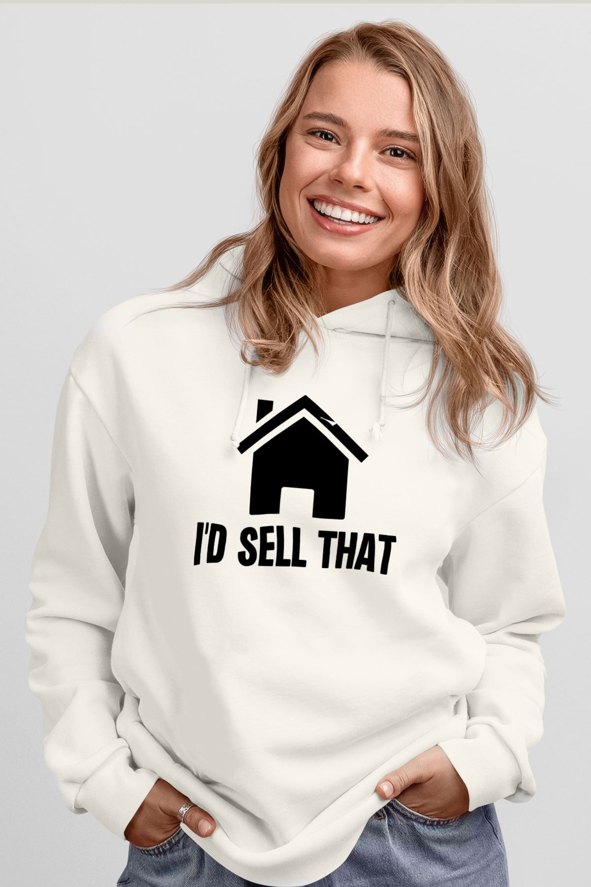 Emlakçı Beyaz Unisex Kapüşonlu Sweatshirt
