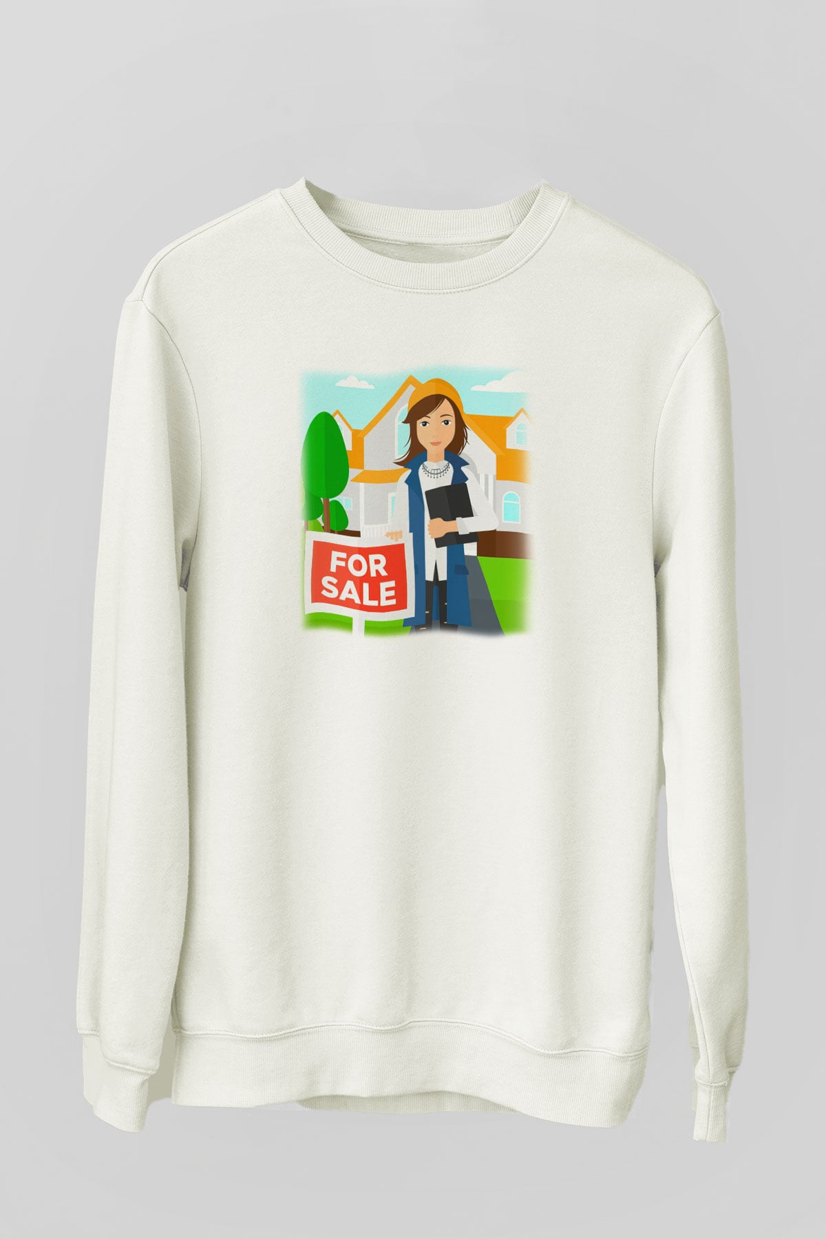 Emlakçı Beyaz Unisex Sweatshirt