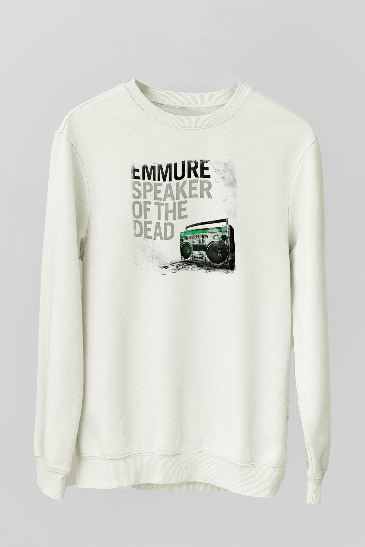 Emmure Baskılı Unisex Beyaz Sweatshirt