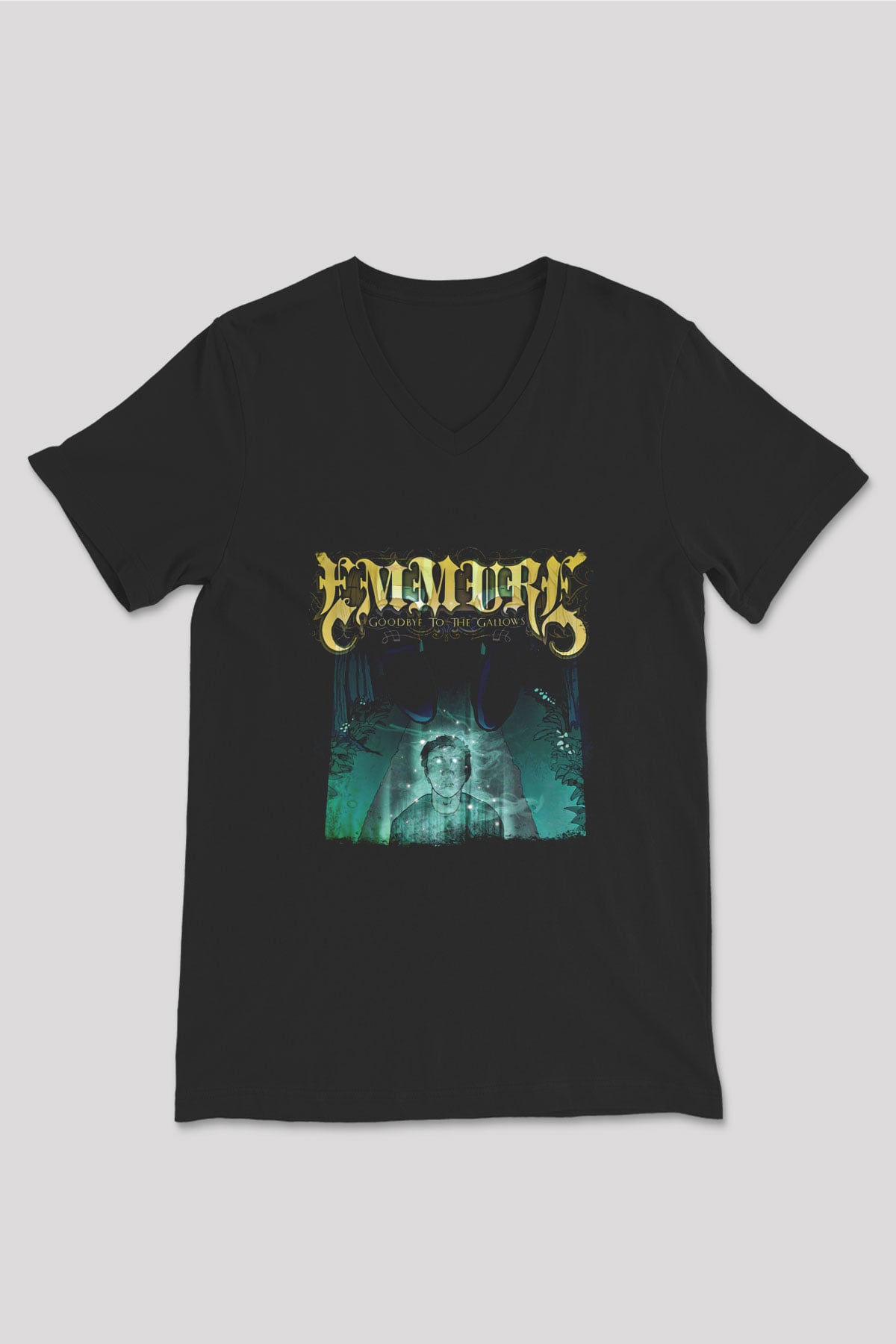 Emmure Baskılı Unisex Siyah V Yaka Tişört