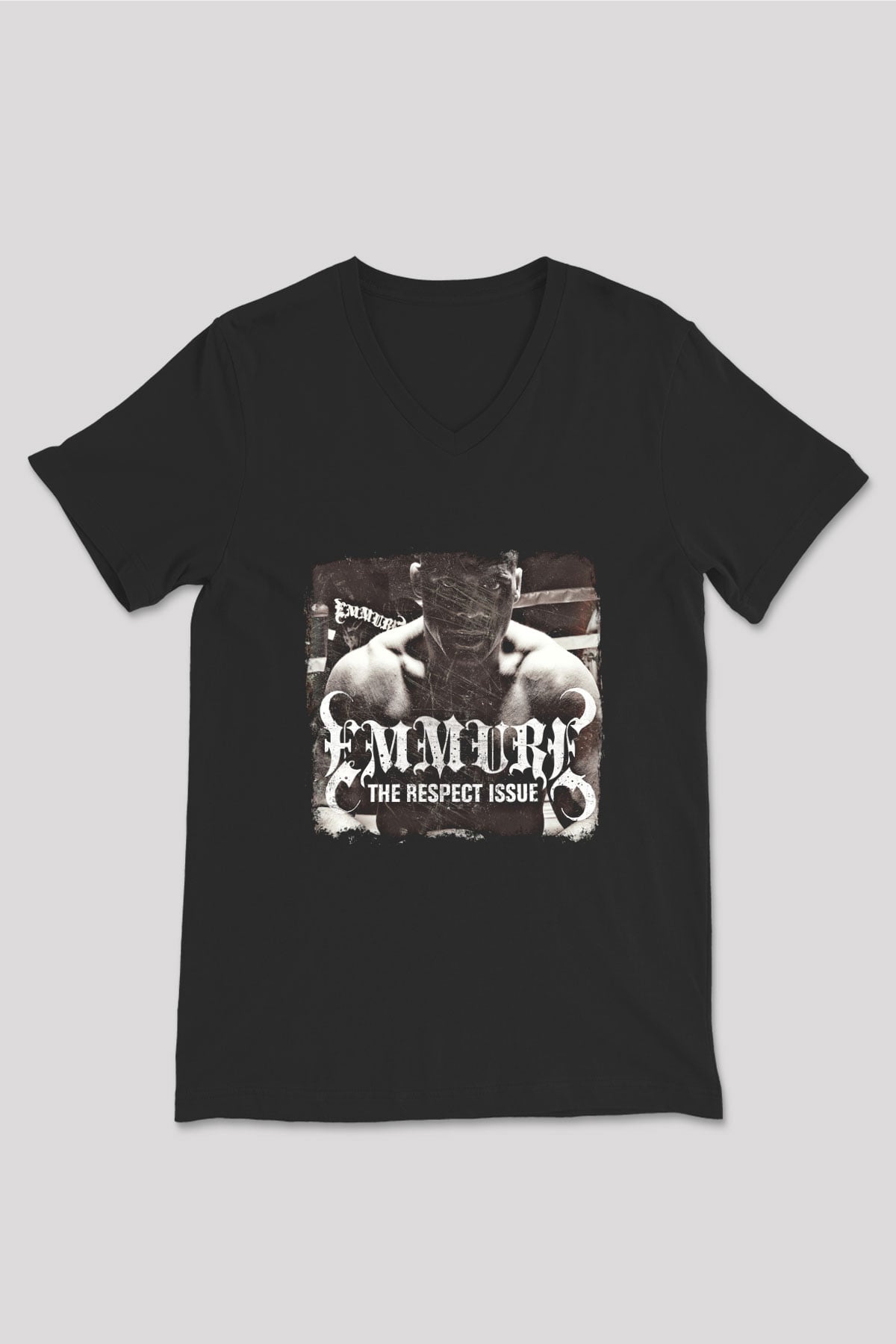 Emmure Baskılı Unisex Siyah V Yaka Tişört