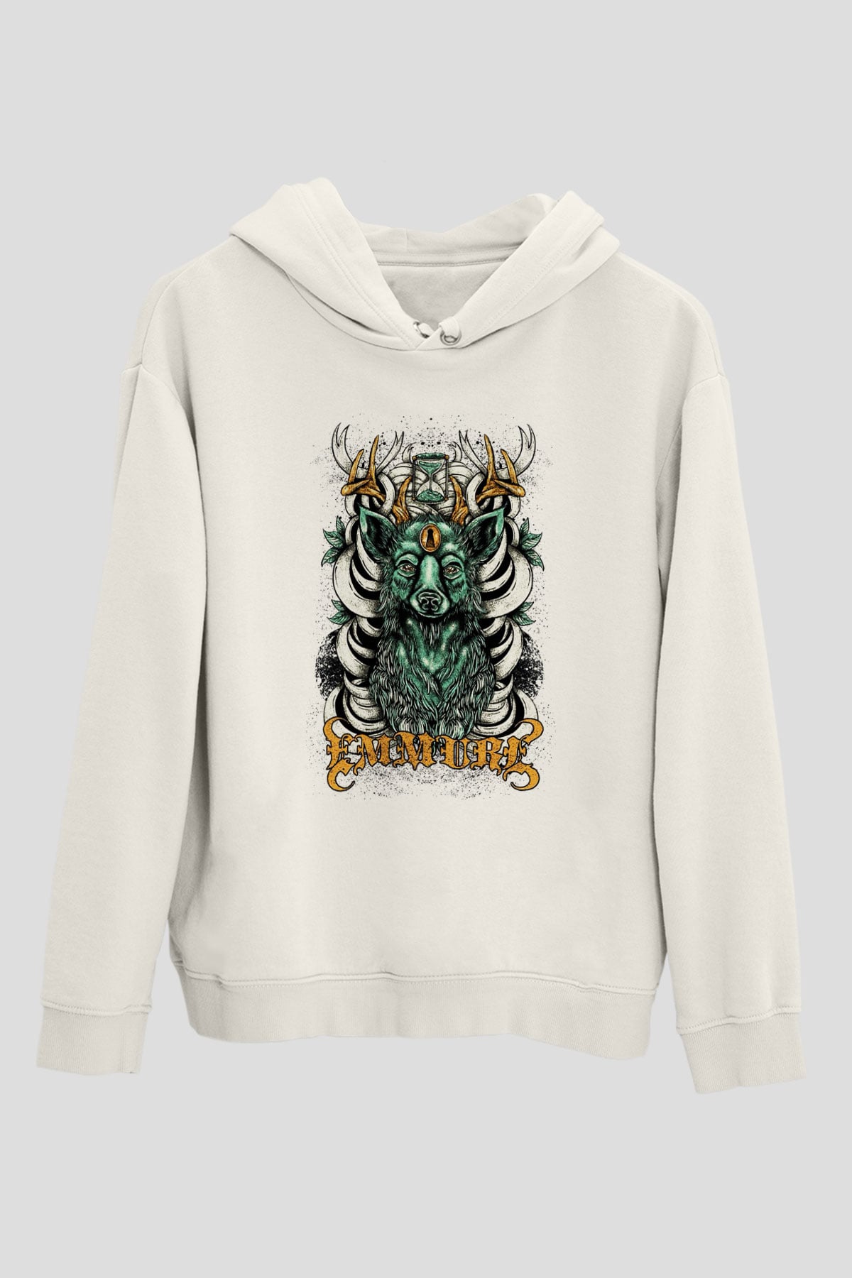 Emmure Beyaz Unisex Kapşonlu Sweatshirt