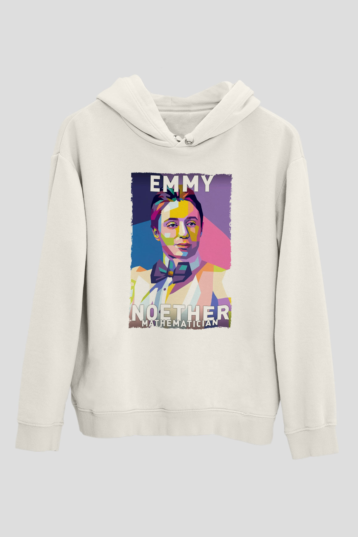 Emmy Noether Baskılı Unisex Ekru Hoodie